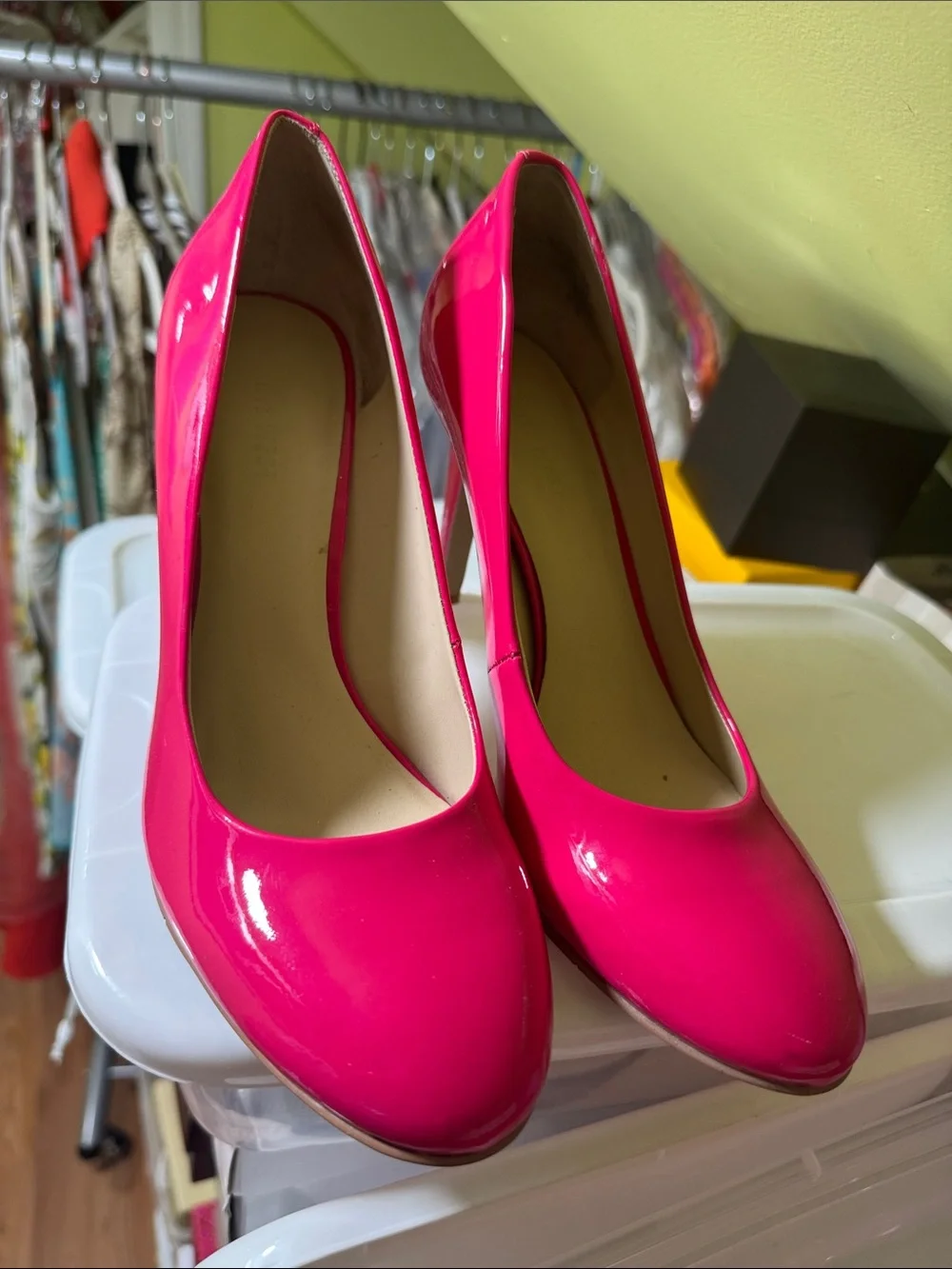 Nine West Bright Pink Patent High Heel Pumps